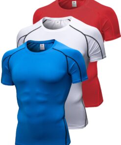 Queerier T-shirt de compression à manches courtes pour homme - Séchage froid - Sous-vêtements de sport - Taille XL Quee