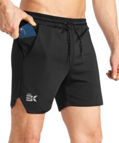 Shorts de sport légers à poche zippée pour hommes BROKIG, shorts de course à pied et de fitness à séchage rapide pour h