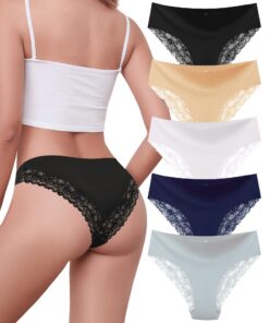 VOENXE Culottes Femmes Dentelles Élastiques, Confortables et Séduisantes, Multipack de 5 GRS