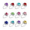 Hifot Anneaux Réglables pour Petites Filles - Bijoux Princesses en Forme de Coeur pour Enfants | Boîte Included | 12 Pcs