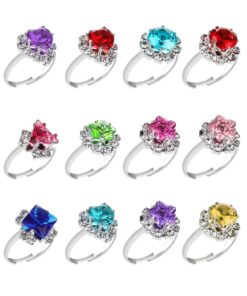 Hifot Anneaux Réglables pour Petites Filles - Bijoux Princesses en Forme de Coeur pour Enfants | Boîte Included | 12 Pcs