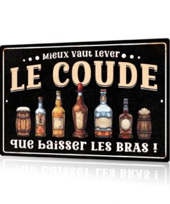 Mieux Vaut Lever Le Coude Putuo Decor Plaque Métallique Aluminium, Humour Idéal pour Bar et Cave à Vin, 30x20 cm
