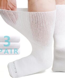 Chaussettes Diabétiques LOFIR Coton Homme OEKO-TEX Chaussettes Sans Élastique Sans Coutures Grandes Chaussettes Extra La