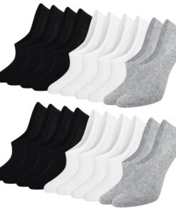 Chaussettes Basses Invisibles Blu Ninfee pour Femmes et Hommes - Lot de 10 Paires Respirantes Antidérapantes - Silicone