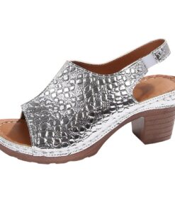 YIzdegg Sandales à talon compensé femme en cuir pailleté - Antidérapantes - Chaussures d'été pieds nus