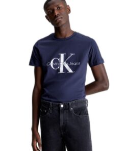 Calvin Klein T-Shirt Manches Courtes Homme Core Monologo Slim Fit - Polyester, Lavable en Machine, Style Casual - Hommes