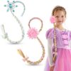 Hifot Princess Blonde Long Hair Bun Elsa/Rapunzel Cosplay Crown Flowers