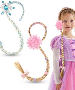 Hifot Princess Blonde Long Hair Bun Elsa/Rapunzel Cosplay Crown Flowers