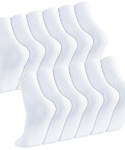 Halinuia Chaussettes Sport Blanches Classiques pour Homme et Femme - Respirantes, Absorbantes, Support de Pied - Taille