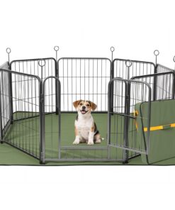 Parc pour chien en métal 60 cm hauteur, 8 pièces pliables, tapis imperméable, sac de transport, enclos avec porte, intér