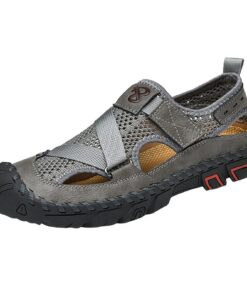 Sandales d'été en cuir pour hommes respirantes édition coréenne sans lacet Chaussures en peau de vache HIVER