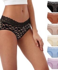 Culottes femme coton doux INNERSY slip sexys chic avec dentelle élastique petite taille lot de 6 OEKO-TEX STANDARD 100