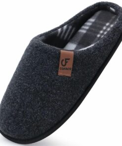 COFACE Chaussons Homme Hiver Chaud en Mousse à Mémoire et Feutre Antidérapant Pour Intérieur/Extérieur Noir Taille 43 CO