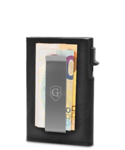 GenTo® SLIMLET PUSH - Portefeuille mince avec protection RFID - Hommes et Femmes - Étui en métal fin - Petite taille pou