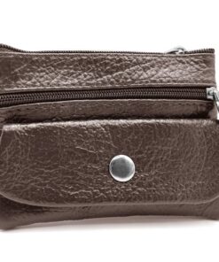 Charmoni Portefeuille Multi Poches Cuir Vache Marron Foncé pour Homme