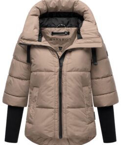Veste d'hiver Navahoo moderne pour femme -Chaude avec capuche et manches en maille côtelée - Cœur lotus XS-3XL