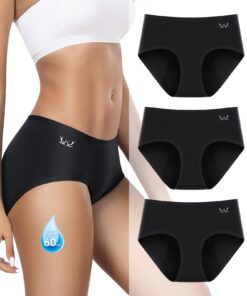 Culottes menstruelles Benirap Absorption Élevée Flux Abondant, Respirantes pour Femmes (Lot 3) Global Recycled Standard