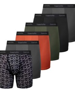 Expertoftio Boxer Homme Sports - Sous-vêtements Respirants, Lot de 6 Longs Shorts de Caleçon pour Athlètes, Fonctionnels