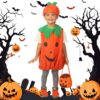 Deguisement Citrouille Achille Halloween, avec chapeau, sac citrouille et couvre chaussures, pour enfants de 3 à 7 ans e