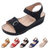 Sandales pour femme confortables orthopédiques - Cuir souple - Support de voûte plantaire - Chaussures de plage et d'été
