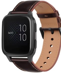 Wanme Compatible Garmin Vivoactive 5/Verenu Venu 2 Marron Vintage Bracelet de Remplacement avec Support pour Vivoactive