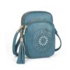 GLITZALL Sac à bandoulière bleu femme petit multi-poches pompon