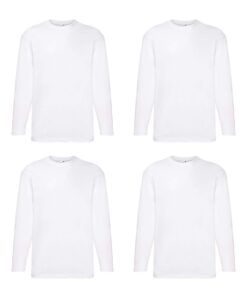 Fruit of the Loom Lot de 4 T-shirts à manches longues M L XL XXL OEKO-TEX STANDARD 100 pour hommes et femmes