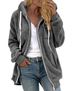 Veste polaire femme généreuse fermeture éclair confortable chaud peluche zippée poches manches longues