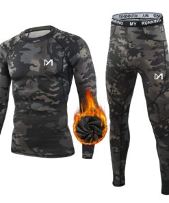 MEETYOO Ensemble de Sous-Vêtements Thermiques Homme - Maillot Manches Longues Quick Dry pour Entraînement Ski Running Ra