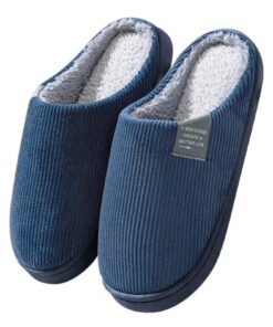 RUITOTP Chaussons Homme à Rayures Chaudspour le Maison en Mousse Mémoire de Forme Doublés en Laine Peluche Antidérapant