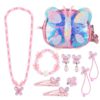 Sac à main enfant fille Hifot Papillon paillettes bijoux, petit sac bandoulière collier bracelet boucles d'oreilles Bagu