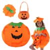 AYNKH Robe Fantaisie Citrouille Halloween Unisex pour Fête et Cosplay avec Sac Chapeau