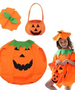 AYNKH Robe Fantaisie Citrouille Halloween Unisex pour Fête et Cosplay avec Sac Chapeau