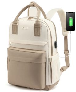 LOVEVOOK Sac à Dos Femme 15,6 Pouces Imperméable Antivol USB Port Elegant Voyage Travail