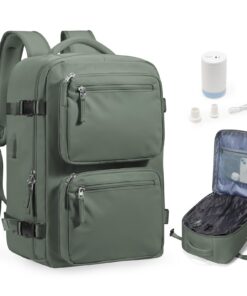 Bluterm Sac à Dos Sous Vide Avec Pompe Porte Gourde EasyJet Sac à Dos Cabine Avion 40x20x25 Cabine Compression 40L Femme