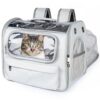 Sac à dos extensible gris pour chat et petite taille de chien - Transport confortable jusqu'à 8 kg - Fenêtre visible - M