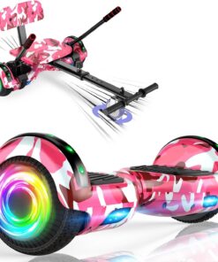 SISIGAD Hoverboard pour Enfants 6.5'' Self Balancing Go Kart Bluetooth Lumières LED Combo Attachement de Siège