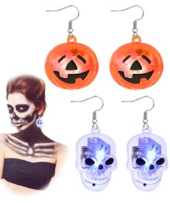 Hifot LED Lueur Boucles d'oreilles Halloween Crâne Citrouille pour Homme et Femme, Idéaux pour la Fête d'Halloween | Glo