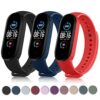 Bracelet 3 Pièces pour Xiaomi Mi Band 5 et Mi Band 6 Noir/Rouge/Bleu, Bracelet Silicone Souple NFC compatible Mi Band 5