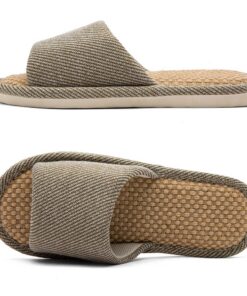 Chaussons en lin confortables toute l'année antidérapants et silencieux