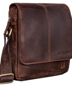STILORD Matt Sac en Cuir Homme -Vintage Sacoche Bandoulière - Mocca Foncé | Polyvalent | Hommes Affaires Voyages