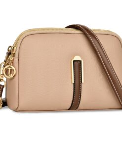 TEUEN Sac à Bandoulière Femme en Cuir, Poches Multiples 2 en 1 pour Téléphone Portable et Pochette Bandoulière - Sac Mai