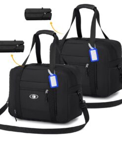 BAGZY Sac de Voyage Imperméable 40x30x20cm Avion Wizzair Transavia Noir + Noir BAGZY Petit Bagage à Main 40x30x20cm Plia