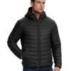 Veste matelassée légère 33 000ft résistante à l'eau pour homme - Chaude et pliable - Veste d'hiver homme avec capuche et