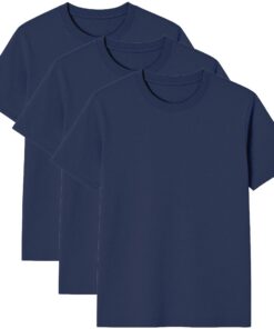Modesta Lot de 3 t-shirts pour homme en 100 % coton, couleur unie, col rond, coupe normale