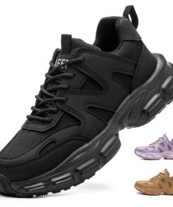 COOU Chaussures de Sécurité Comfortable pour Femmes Respirantes et Anti-Dérapantes Chaussures de Travail avec Embout d'A