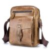 Sacs bandoulière homme multifonctionnel en cuir vérité | Mode vintage pour homme | Sac main et voyage brun foncé