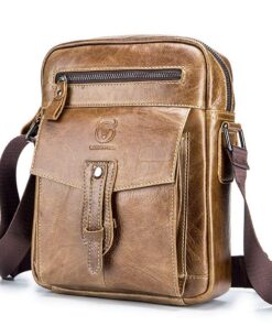 Sacs bandoulière homme multifonctionnel en cuir vérité | Mode vintage pour homme | Sac main et voyage brun foncé