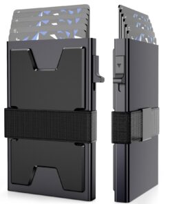 RealPlus Porte-Carte Homme de Crédit Protection RFID Porte-Cartes Ultra-Fin Éjection Rapide Pince à Billets Cadeau Homme
