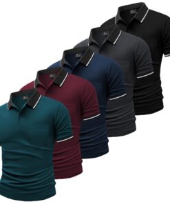 SwissWell Lot de 5 Polo Homme Golf Manches Courtes Été T-Shirt Respirant